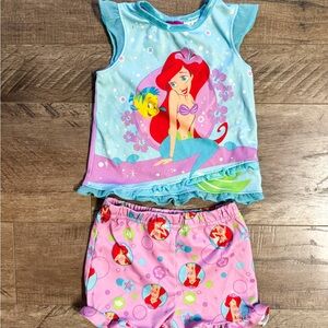 Disney Little Mermaid Ariel Pajama Set 24M Toddler Girls 2PC Summer PJs 🎈
